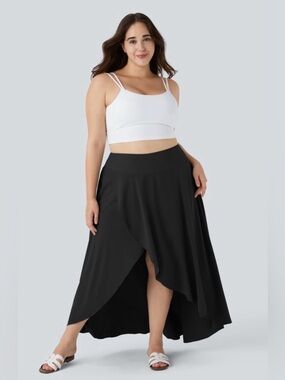HALARA Black High-Low Wrap Maxi Skirt